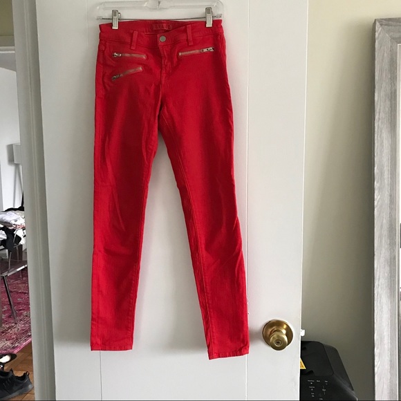 J brand jeans red with silver zipper - Picture 5 of 7